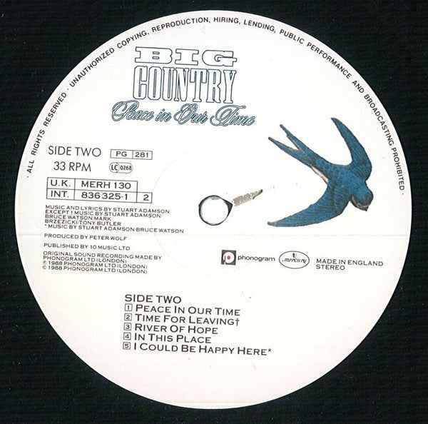 Big Country Peace In Our Time (LP) (Near Mint (NM Or M ))