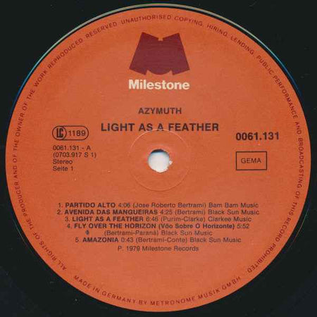Azymuth - Light As A Feather (LP) (Near Mint (NM or M-))