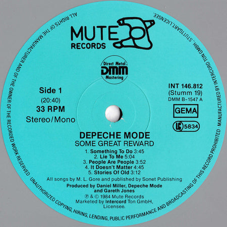 Depeche Mode : Some Great Reward (LP, Album, Gre)