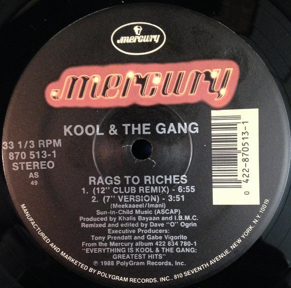 Kool & The Gang : Rags To Riches (12", Single)
