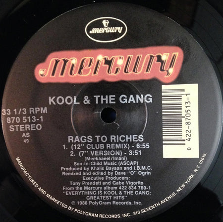 Kool & The Gang : Rags To Riches (12", Single)