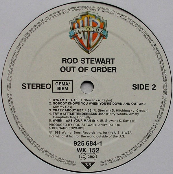 Rod Stewart : Out Of Order (LP, Album)