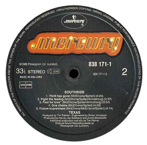Texas - Southside (LP) (Very Good Plus (VG+))