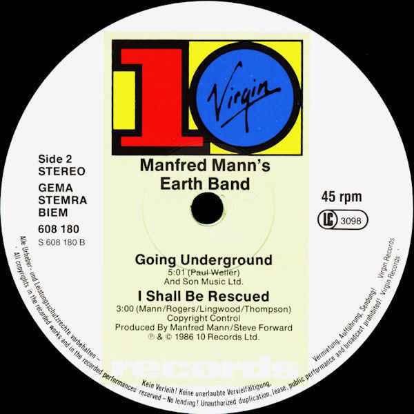 Manfred Mann's Earth Band With Chris Thompson - Going Underground (12") (Near Mint (NM or M-))