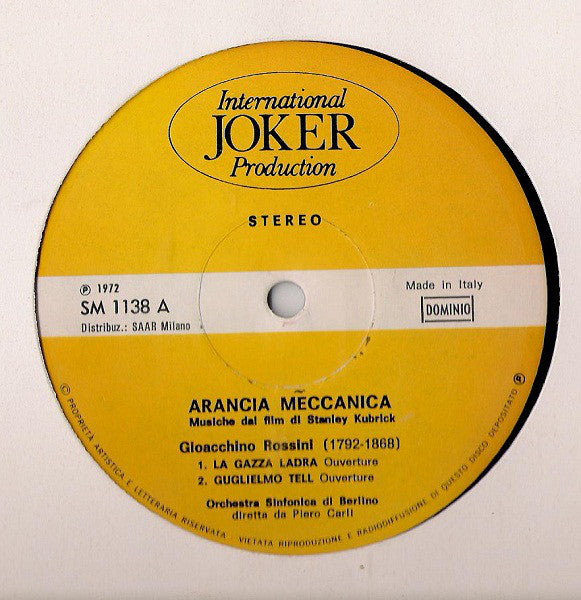 Berliner Symphoniker, The London "Pro Musica" Symphony Orchestra : Arancia Meccanica - Musiche Dal Film Di Stanley Kubrick (LP, Comp)
