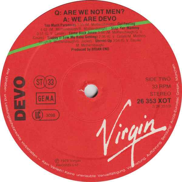 Devo - Q: Are We Not Men? A: We Are Devo! (LP) (Very Good Plus (VG+))