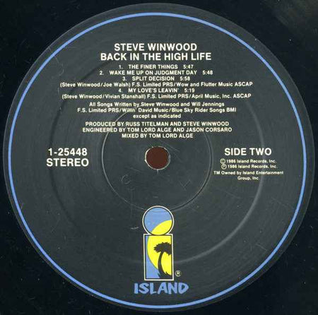 Steve Winwood - Back In The High Life (LP) (Very Good Plus (VG+))