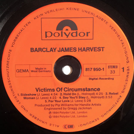 Barclay James Harvest : Victims Of Circumstance (LP, Album)