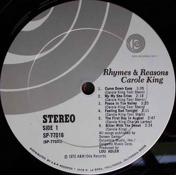 Carole King - Rhymes & Reasons (LP) (Very Good Plus (VG+))
