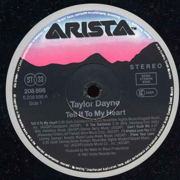 Taylor Dayne - Tell It To My Heart (LP) (Very Good Plus (VG+))