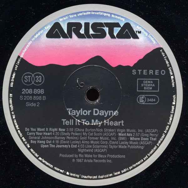 Taylor Dayne - Tell It To My Heart (LP) (Very Good Plus (VG+))
