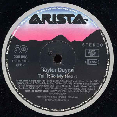 Taylor Dayne - Tell It To My Heart (LP) (Very Good Plus (VG+))
