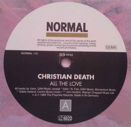 Christian Death - All The Love All The Hate (Part One: All The Love) (LP) (Near Mint (NM or M-))