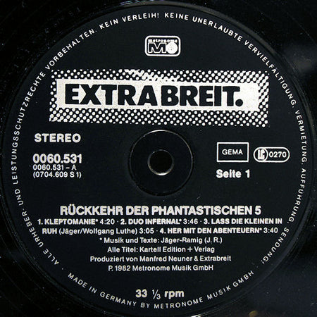 Extrabreit : Rückkehr Der Phantastischen 5! (LP, Album, Gre)