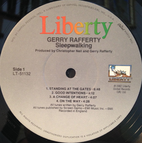 Gerry Rafferty : Sleepwalking (LP, Album)