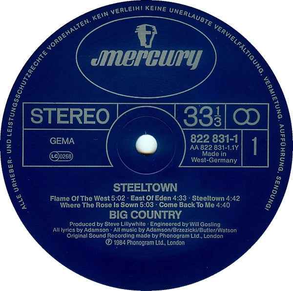 Big Country - Steeltown (LP) (Near Mint (NM or M-))