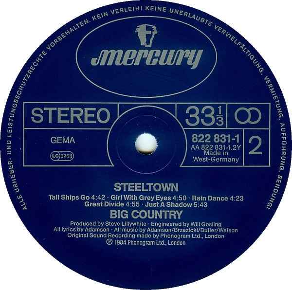 Big Country - Steeltown (LP) (Near Mint (NM or M-))