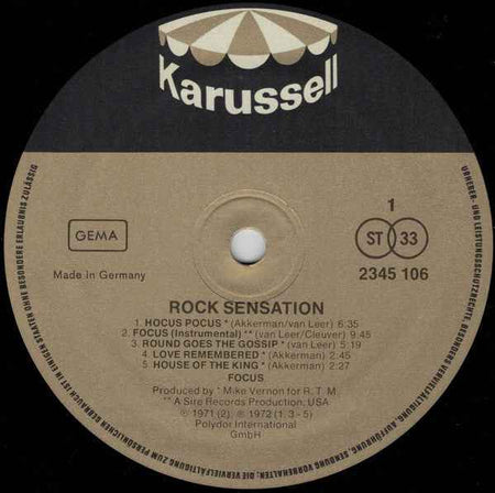 Focus  - The Greatest Rock Sensation (LP) (Near Mint (NM or M-))
