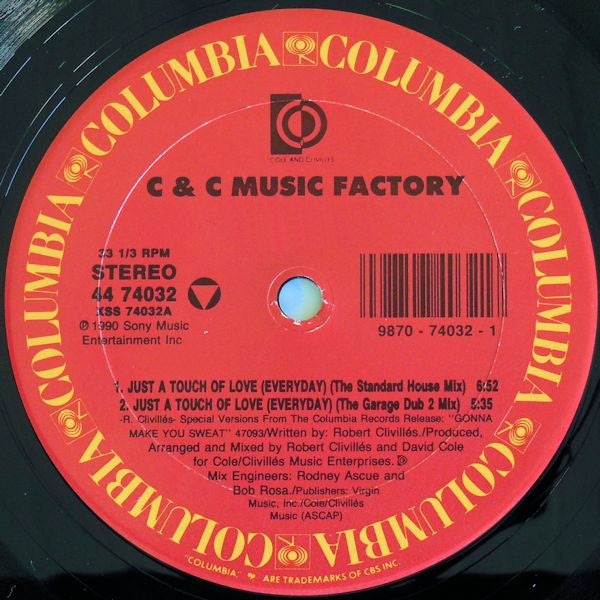 C + C Music Factory : Just A Touch Of Love (12")