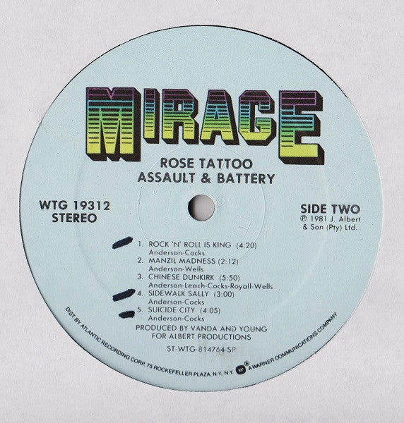 Rose Tattoo : Assault & Battery (LP, Album, Spe)