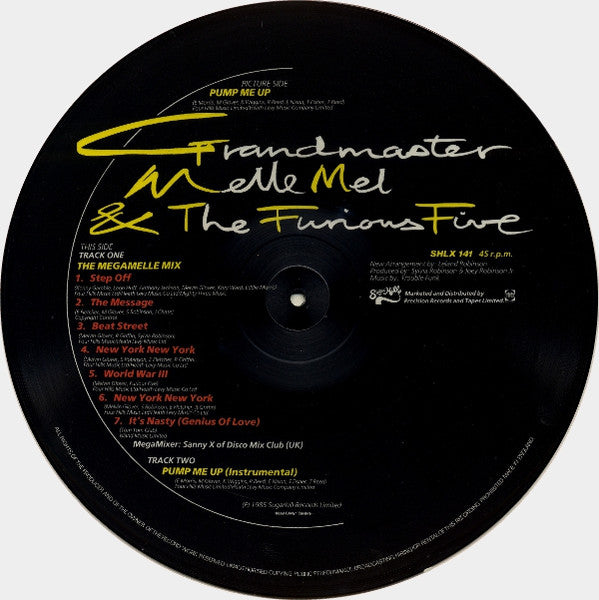 Grandmaster Melle Mel & The Furious Five : Pump Me Up (12", P/Mixed, Pic)