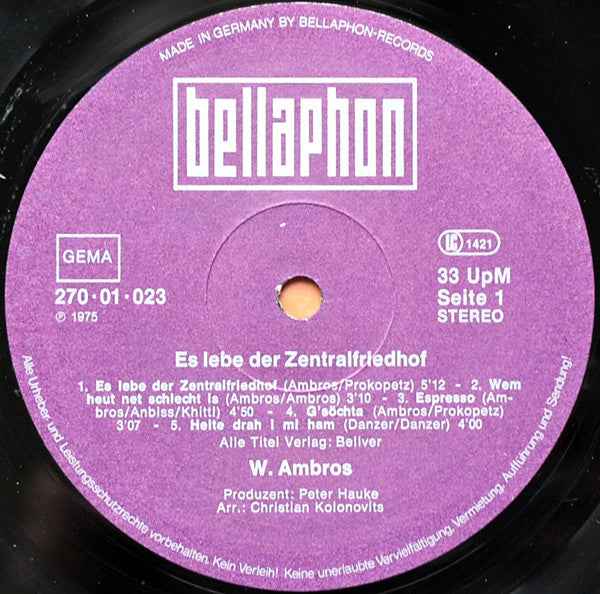 Wolfgang Ambros - Es Lebe Der Zentralfriedhof (LP) (Near Mint (NM or M-))