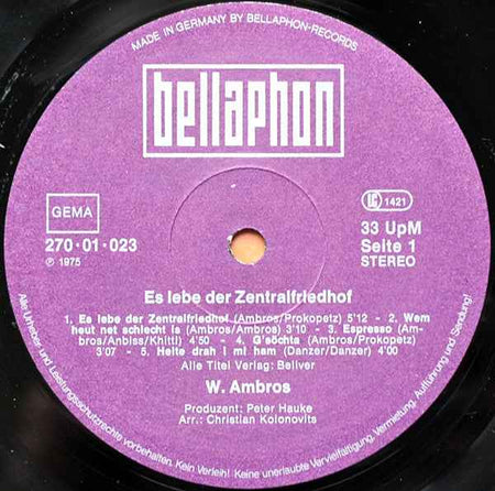 Wolfgang Ambros - Es Lebe Der Zentralfriedhof (LP) (Near Mint (NM or M-))
