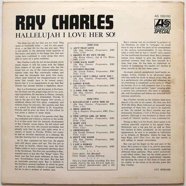 Ray Charles - Hallelujah I Love Her So (LP) (Very Good Plus (VG+))