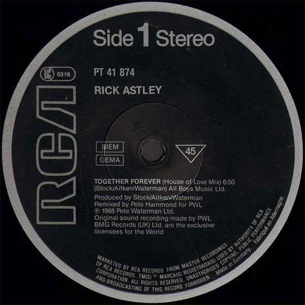 Rick Astley - Together Forever (House Of Love Mix) (12") (Very Good Plus (VG+))