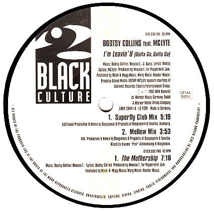 Bootsy Collins Feat. MC Lyte : I'm Leavin U (Gotta Go, Gotta Go) (12", Single)