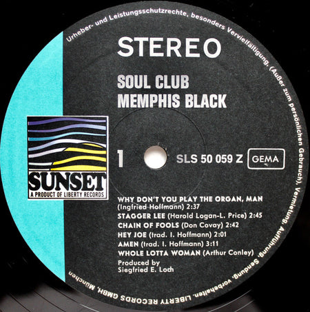 Memphis Black : Soul Club (LP, Album)