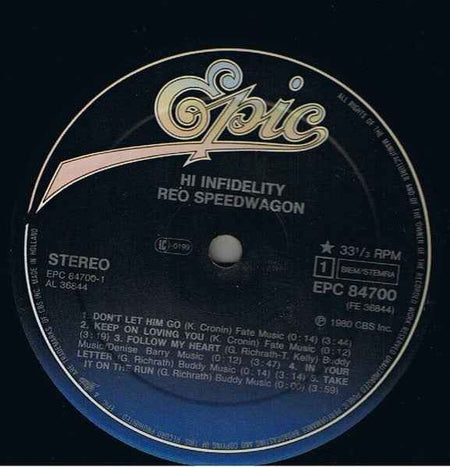 REO Speedwagon - Hi Infidelity (LP) (Near Mint (NM or M-))