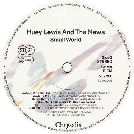 Huey Lewis & The News - Small World (LP) (Near Mint (NM or M-))