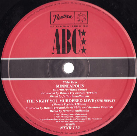 ABC : The Night You Murdered Love (The Sheer-chic Remix) (12")