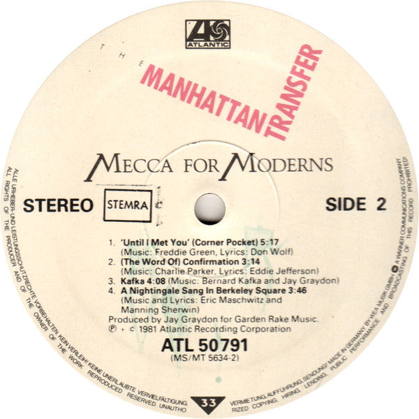 The Manhattan Transfer : Mecca For Moderns (LP, Album)