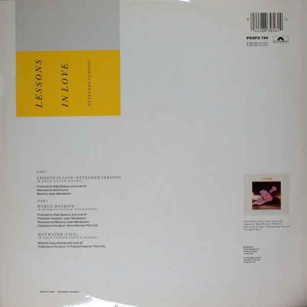 Level 42 - Lessons In Love (Extended Version) (12") (Near Mint (NM or M-))