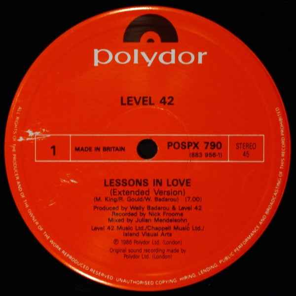 Level 42 - Lessons In Love (Extended Version) (12") (Near Mint (NM or M-))