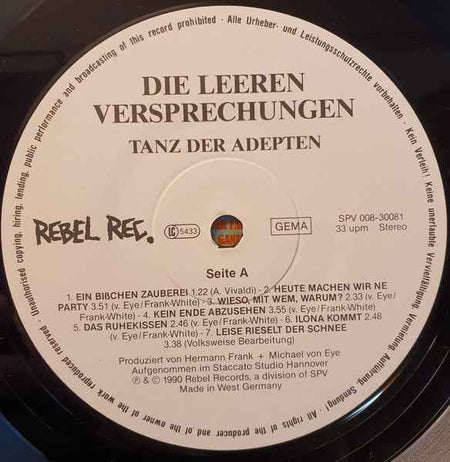 Die Leeren Versprechungen - Tanz Der Adepten (LP) (Near Mint (NM or M-))
