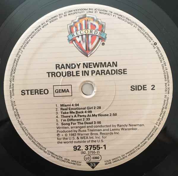 Randy Newman - Trouble In Paradise (LP) (Near Mint (NM or M-))