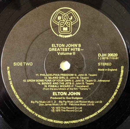 Elton John - Elton John's Greatest Hits Volume II (LP) (Very Good Plus (VG+))