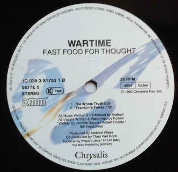 Wartime - Fast Food For Thought (12") (Near Mint (NM or M-))