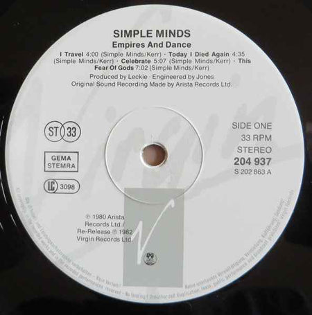Simple Minds - Empires And Dance (LP) (Near Mint (NM or M-))
