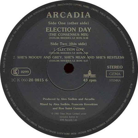 Arcadia  - Election Day (The Consensus Mix) (12") (Near Mint (NM or M-))