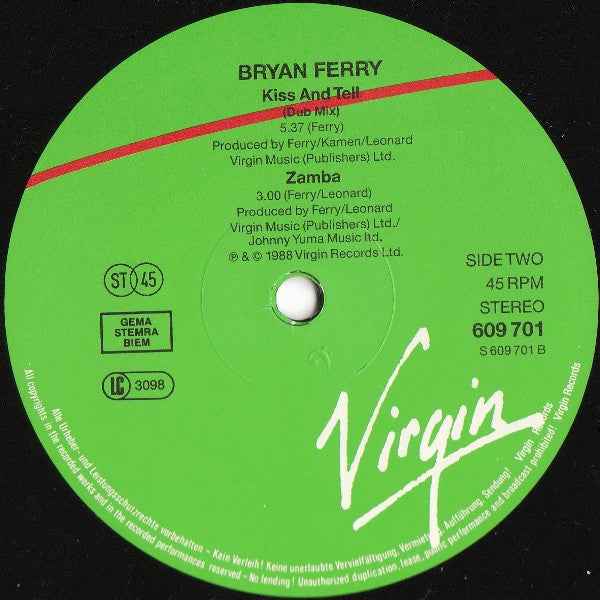Bryan Ferry - Kiss And Tell (12") (Very Good Plus (VG+))