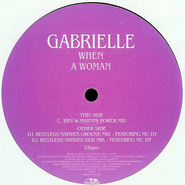 Gabrielle : When A Woman (2x12", Promo)