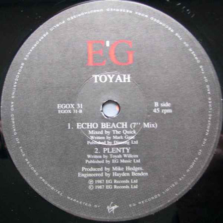 Toyah - Echo Beach (12") (Near Mint (NM or M-))