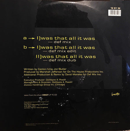 Kym Mazelle : Was That All It Was (12", Single)