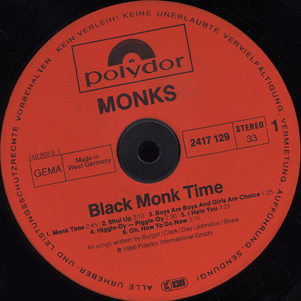 The Monks : Black Monk Time (LP, Album, RE)