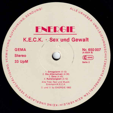 K.E.C.K. - Sex & Gewalt (Ervolksmusik) (LP) (Near Mint (NM or M-))