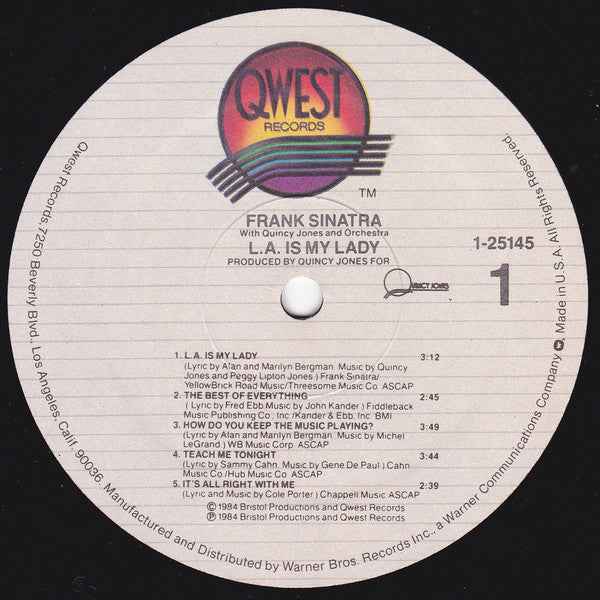 Frank Sinatra With Quincy Jones And His Orchestra - L.A. Is My Lady (LP) (Near Mint (NM or M-))